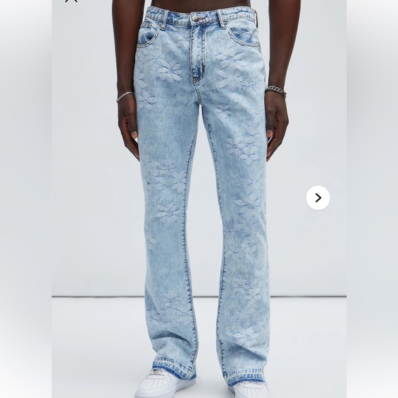 Other - Light Blue Men's Floral Embroidered Jeans
